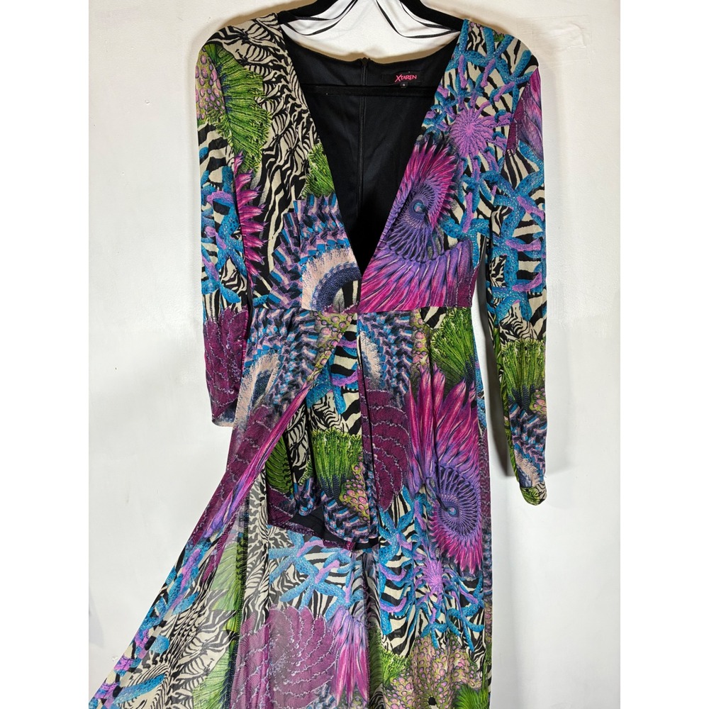 Purple Tropical Animal Print Romper Maxi Dress S Festival Dopamine Boho